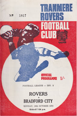 Tranmere Rovers v Bradford City Match Programme 1970-10-19
